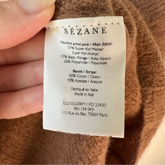 NWT Sezane Gaspard Cardigan Sweater Camel Brown SZ M - Picture 7 of 8
